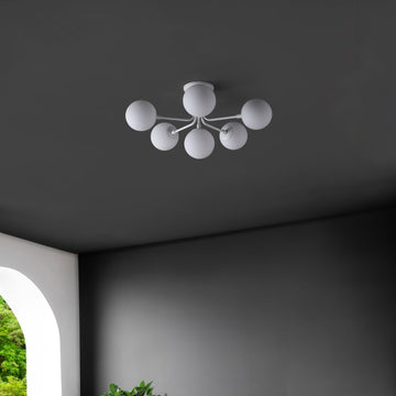 Olivier Parisian 24" Globe Modern Industrial Iron Bistro LED Semi Flush Mount